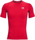 Rood sportshirt van Under Armour met korte mouwen en logo op de borst.
