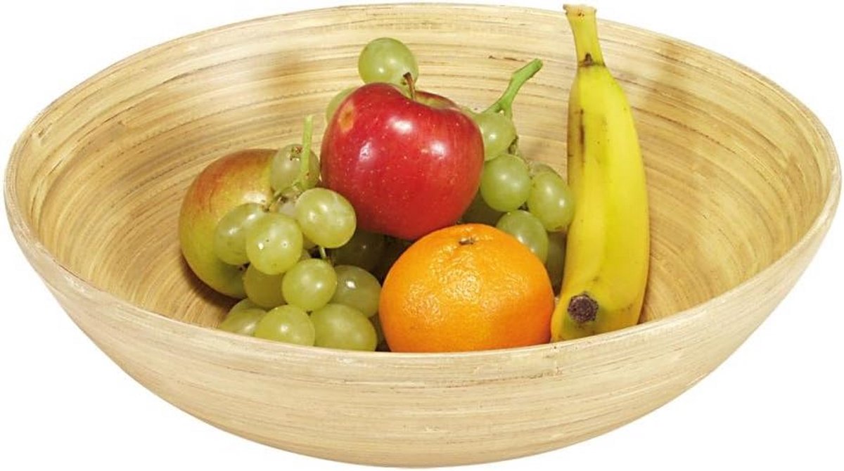 Set van 3 Houten Bamboeschaal - Serveerschaal & Fruitschaal - Ø250mm
