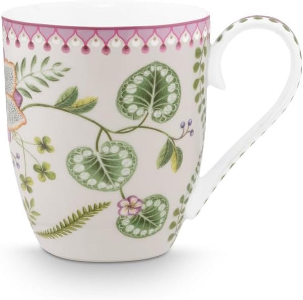 Grote Koffiemok Theemok Bloemenprint Wit/Kleurrijk 450 ml