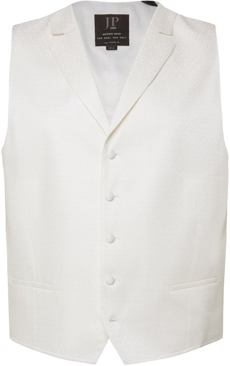 JP 1880 - Heren - Bruidegom gilet business knoopsluiting - Off-white - Maat 54