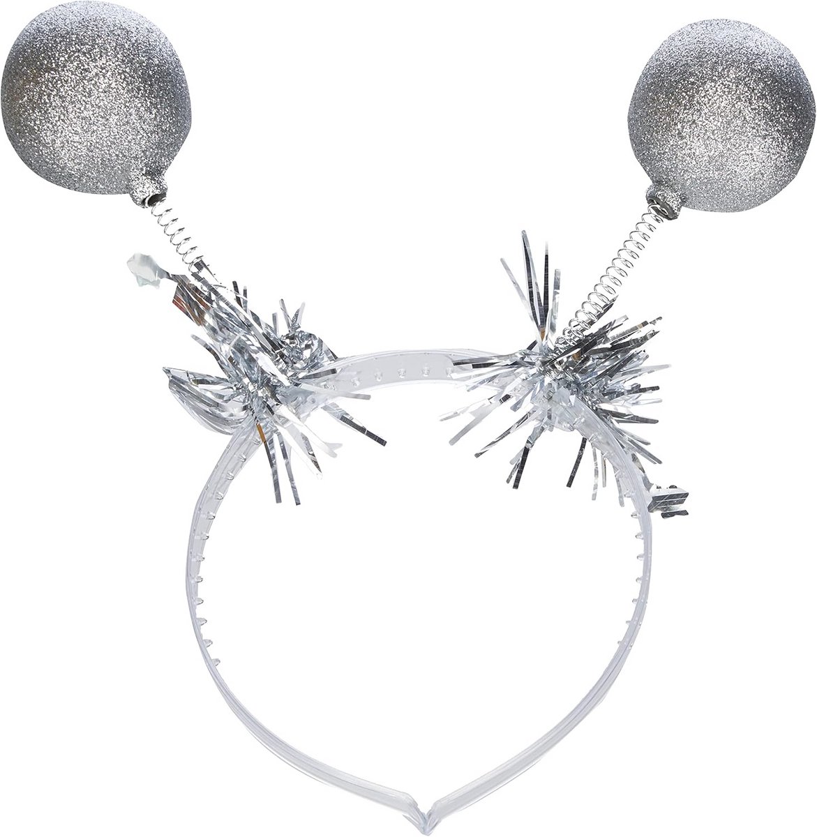 Glitter Haarband met Zilveren Bolletjes en Veren - Feestaccessoire