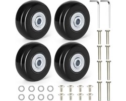 Set Van 4 - Reservewielen - Kofferwielen - Vervangende Wielen Voor Koffers - 50mm X 18mm - Inclusief Installatieaccessoires - Bagagewielen - Vervangende Bagagewielen - Zwenkwielen - Geschikt Voor De Meeste Rolkoffers - Zwart