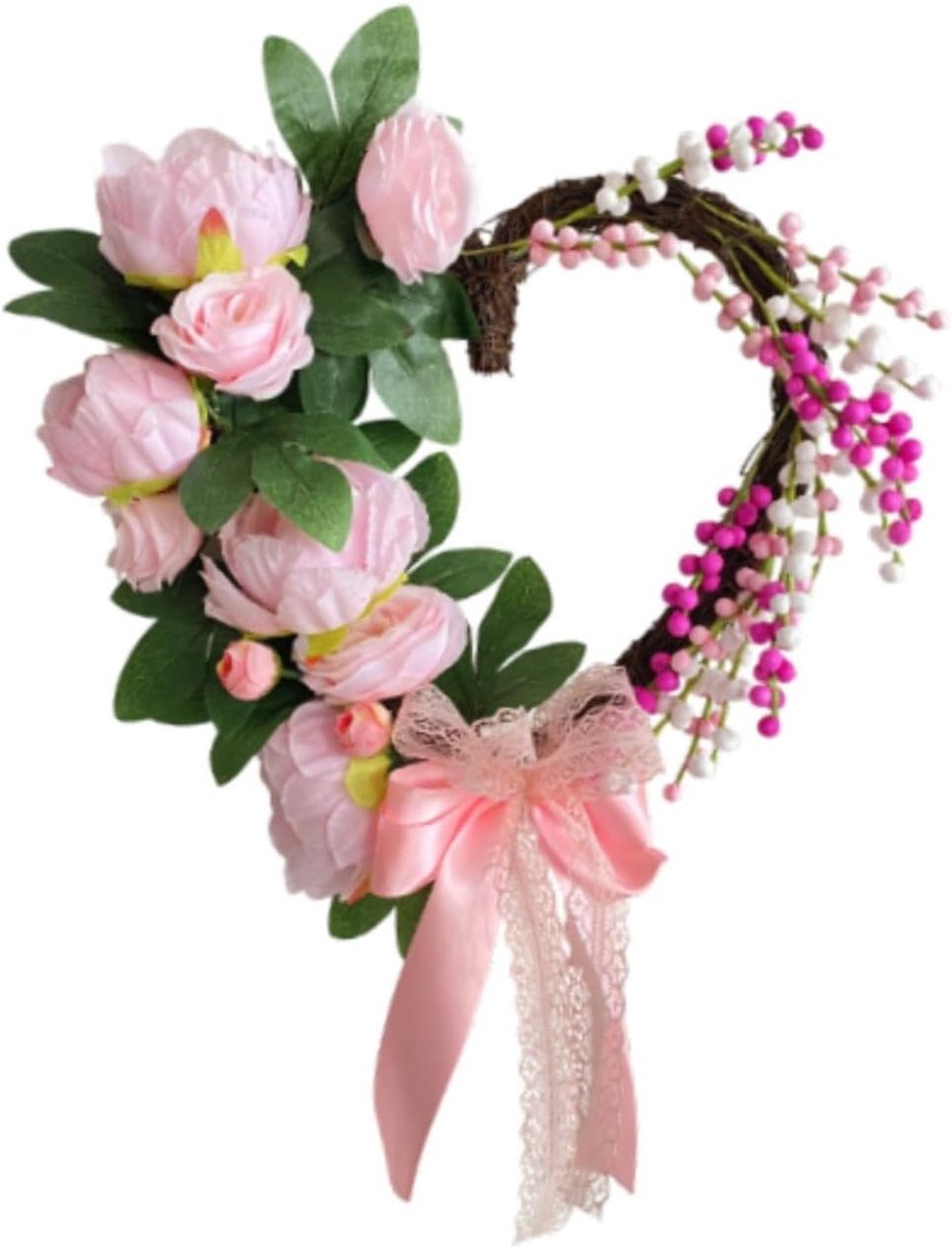 KZQ Valentijnsdag Krans Kunstbloemen Guirlande Elegante Voorjaarskrans Cadeau Voor Deur En Interieur Decoratie Feestelijke Bloemen Arrangement Veelkleurig
