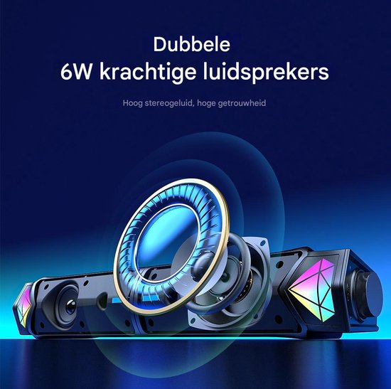 longziming -Soundbar - Bluetooth Luidspreker - 3D-Paneelvorm Met RGB-Verlichting En Afneembare Design - 1 - Voor Bureau/Thuisgebruik Zwart van Longziming — afbeelding 2