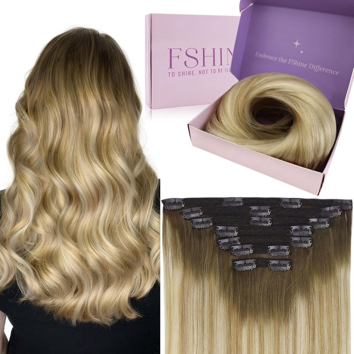 Clip-in Haarverlenging Echt Haar 7-Delig Recht 14 Inch