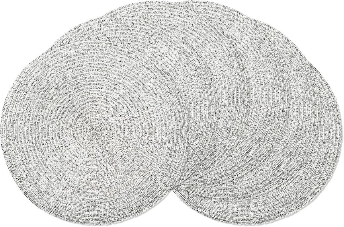 Ronde gevlochten placemats 35 cm set van 6 - Natuurlijk geweven en hittebestendig