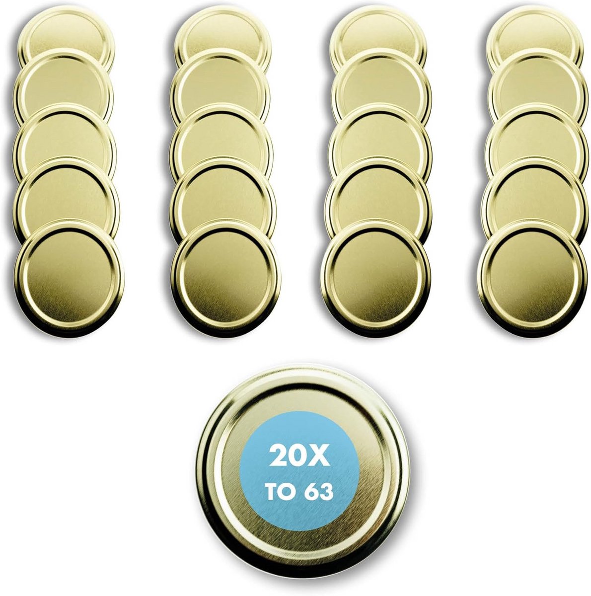 20 Stuks Twist-Off Deksel Set 63mm - Universeel Kleurrijk Deksel voor Bewaarglazen