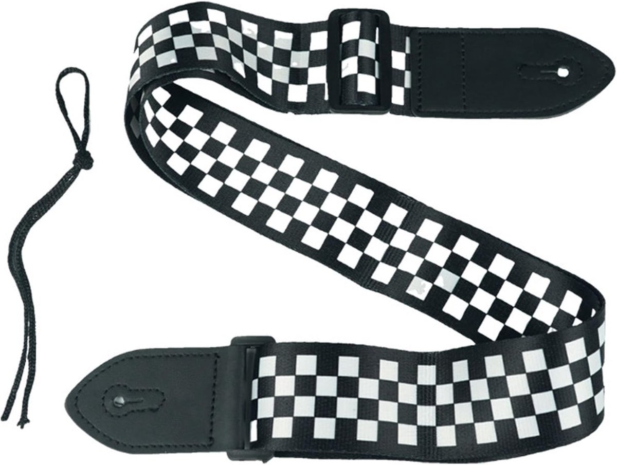 Gitaarband - Muziekband - Veilig Bevestigen - Verstelbare Lengte - 137 cm - Zwart Wit