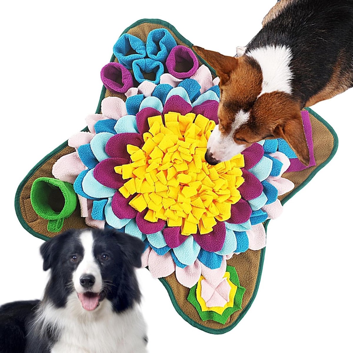 Honden snuffelkleed - Voedselpuzzel - Mentale stimulatie - Wasbaar ontwerp - 50x50cm - Multicolor