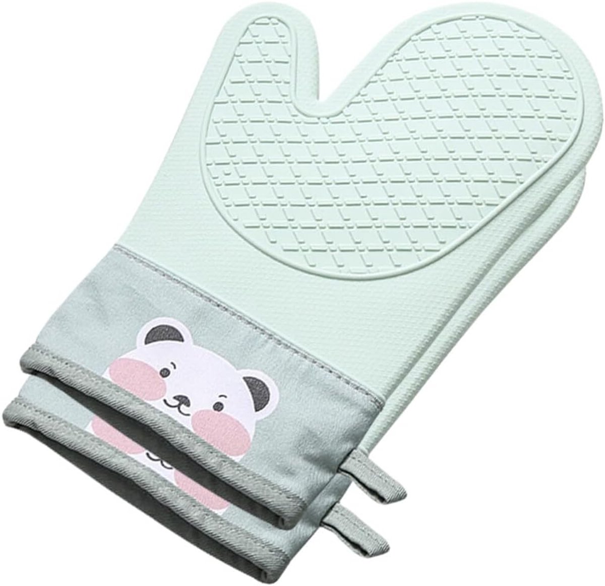 Ovenwanten Set - Hittebestendige Handschoenen - Keuken Bescherming - Verdikte Siliconen Laag - 29 x 185 cm - Groen