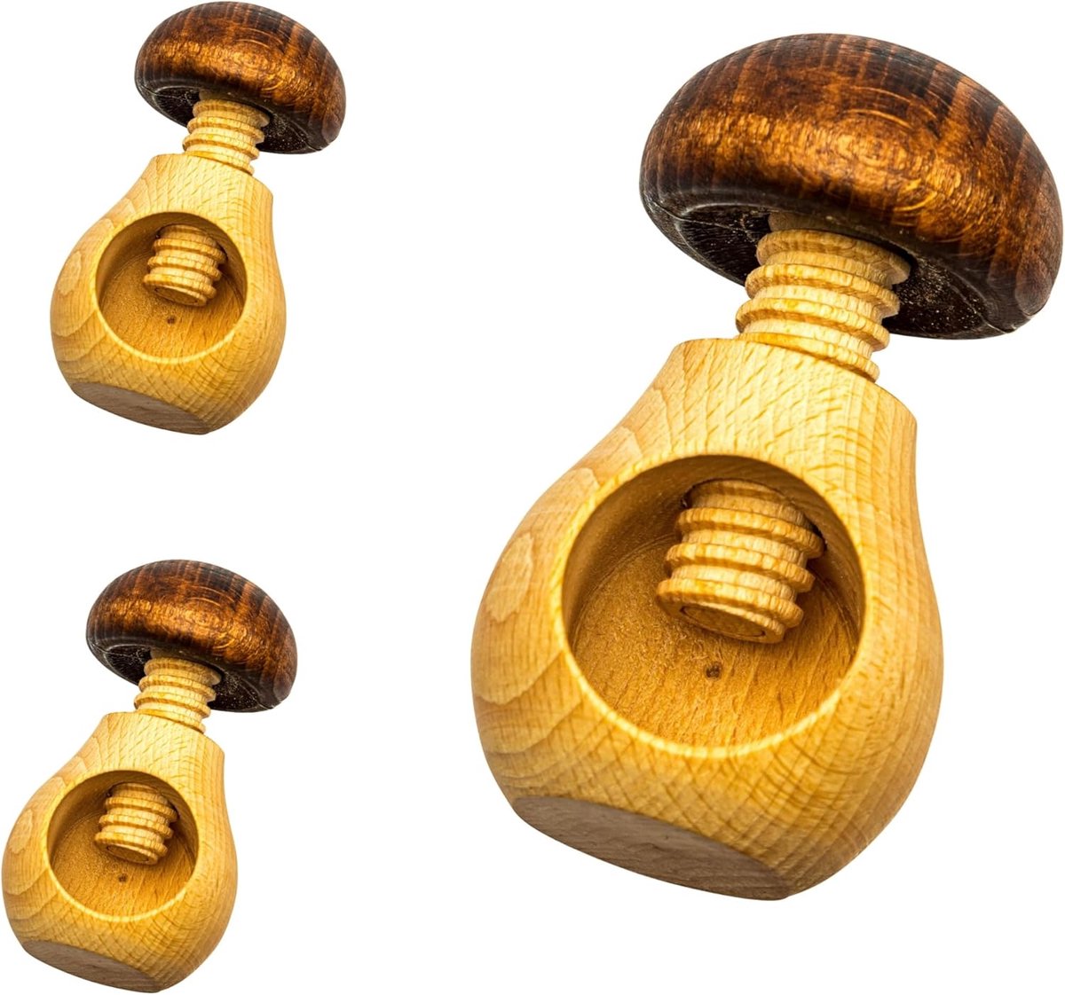 Notenkraker Paddenstoel - Notenkraker Hout - Noten Kraken - Met Schroefdraad - 16 cm - Bruin