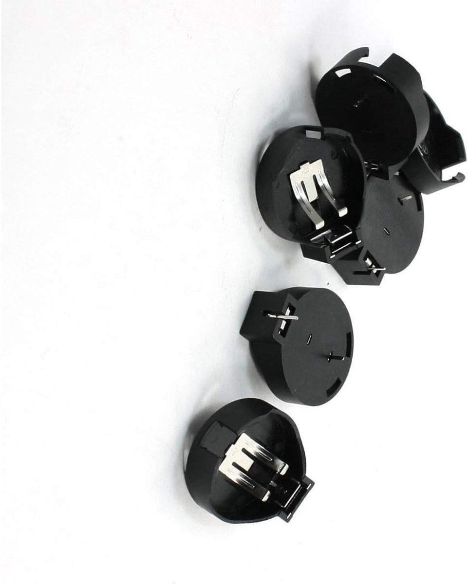 Knoopbatterij Houder - Batterij Socket - PCB Montage - 6 Stuks Pakket - Zwart