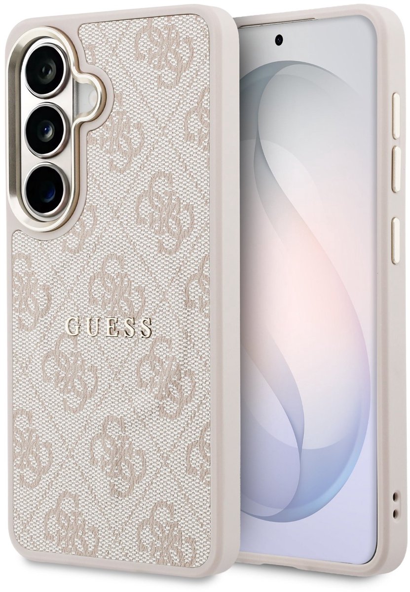 Guess Back cover Galaxy S26 - PU Leer Magsafe - Roze - 4G Classic Logo met Gouden Rand