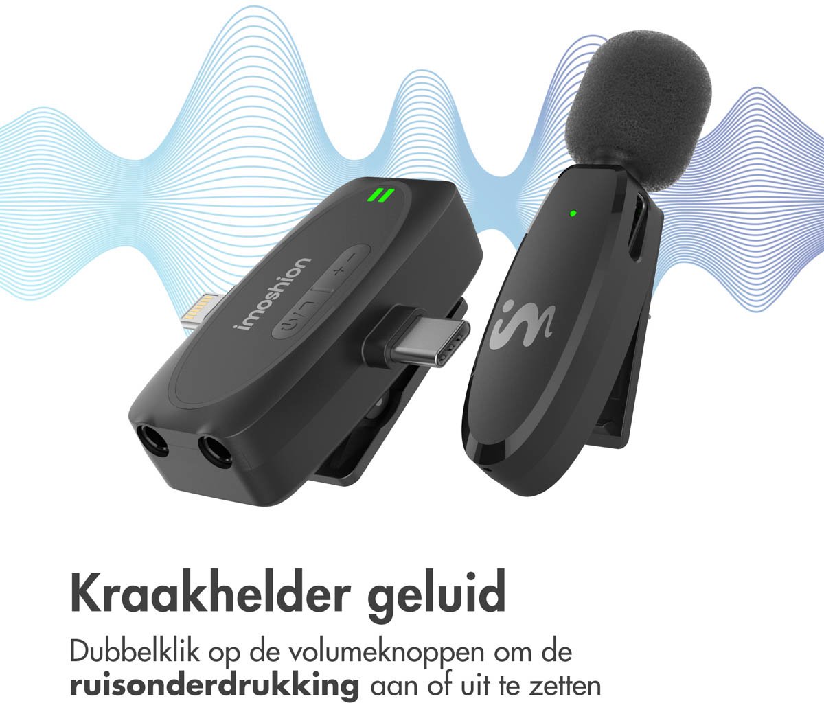 imoshion 2-pack Draadloze Microfoon met Oplaadcase - Geschikt voor o.a. USB-C & AUX - Bluetooth Mini Microfoon - Podcast Microfoon — cadeau in Gadgets - foto 6