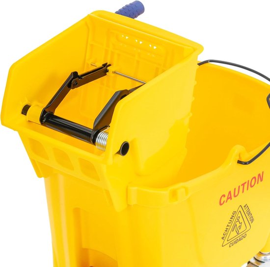 Reinigingswagen met pers - Schoonmaakwagen dweilwagen - Gladde oppervlakken reinigen - 32 liter capaciteit - Dweilkop tot 130 mm - Geel van Merkloos	 — afbeelding 2