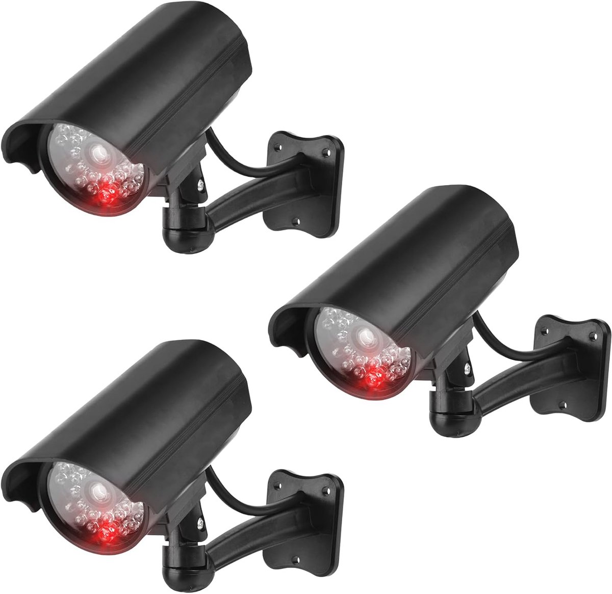 Camera Dummy Set - Nep Bewakingscamera - Extra Veiligheid - Realistische CCD Look - 13.5cm Hoog - Zwart