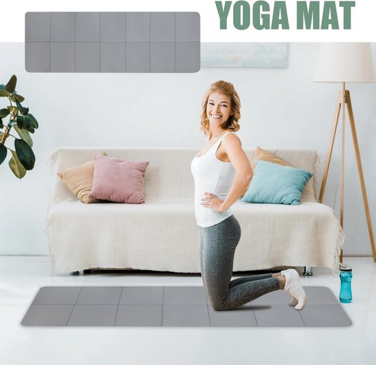Yogamat - Trainingsmat Oefenmat - Fitness Buiten - Antislip Grip - 183x61 cm - Grijs van Yogamat — afbeelding 4