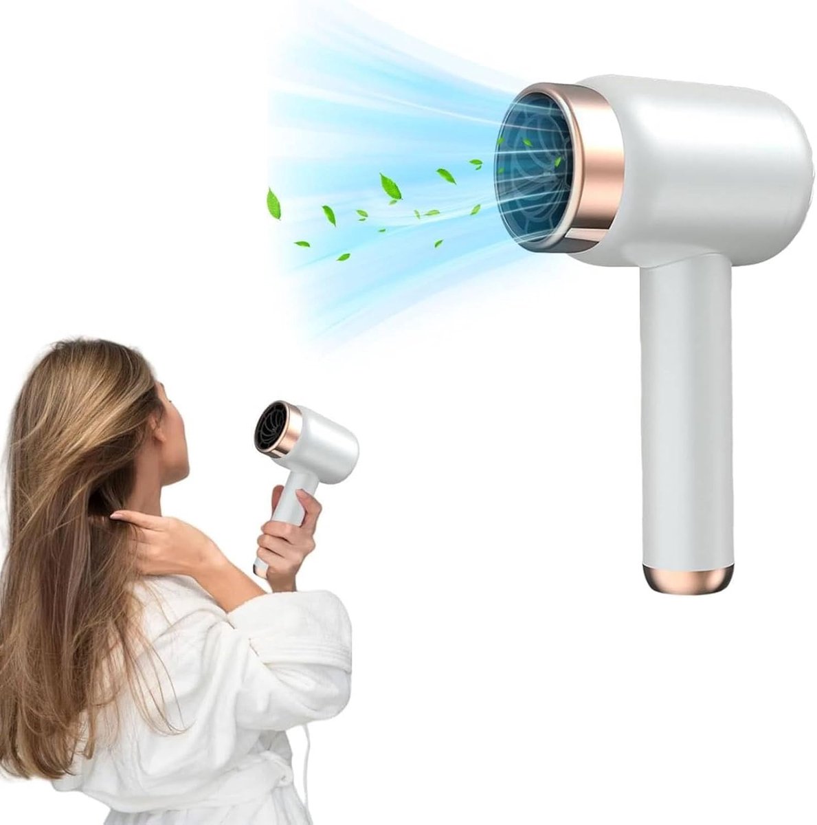 Draadloze Föhn - Wit - Oplaadbaar & Netstroom - 3 Standen - Warmte/Koude Lucht - Constant Temperatuur Haarverzorging - USB - Studenten - Reizen - Kunststudio