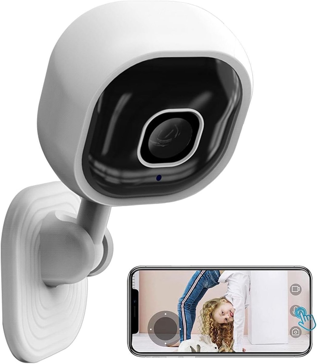 Beveiligingscamera Binnen - Wifi Monitor Camera - Huisbewaking Nachtzicht - 1080P HD Resolutie - 4.5x4.5x8.5 cm - Wit