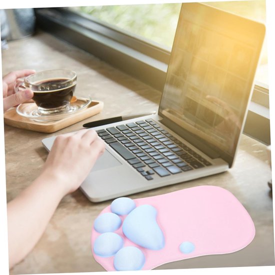Gaming Muismat Polssteun - Desktop Accessoire - Comfortabel Werken - Ergonomisch Ontwerp - 27 x 195 cm - Roze Blauw — afbeelding 2