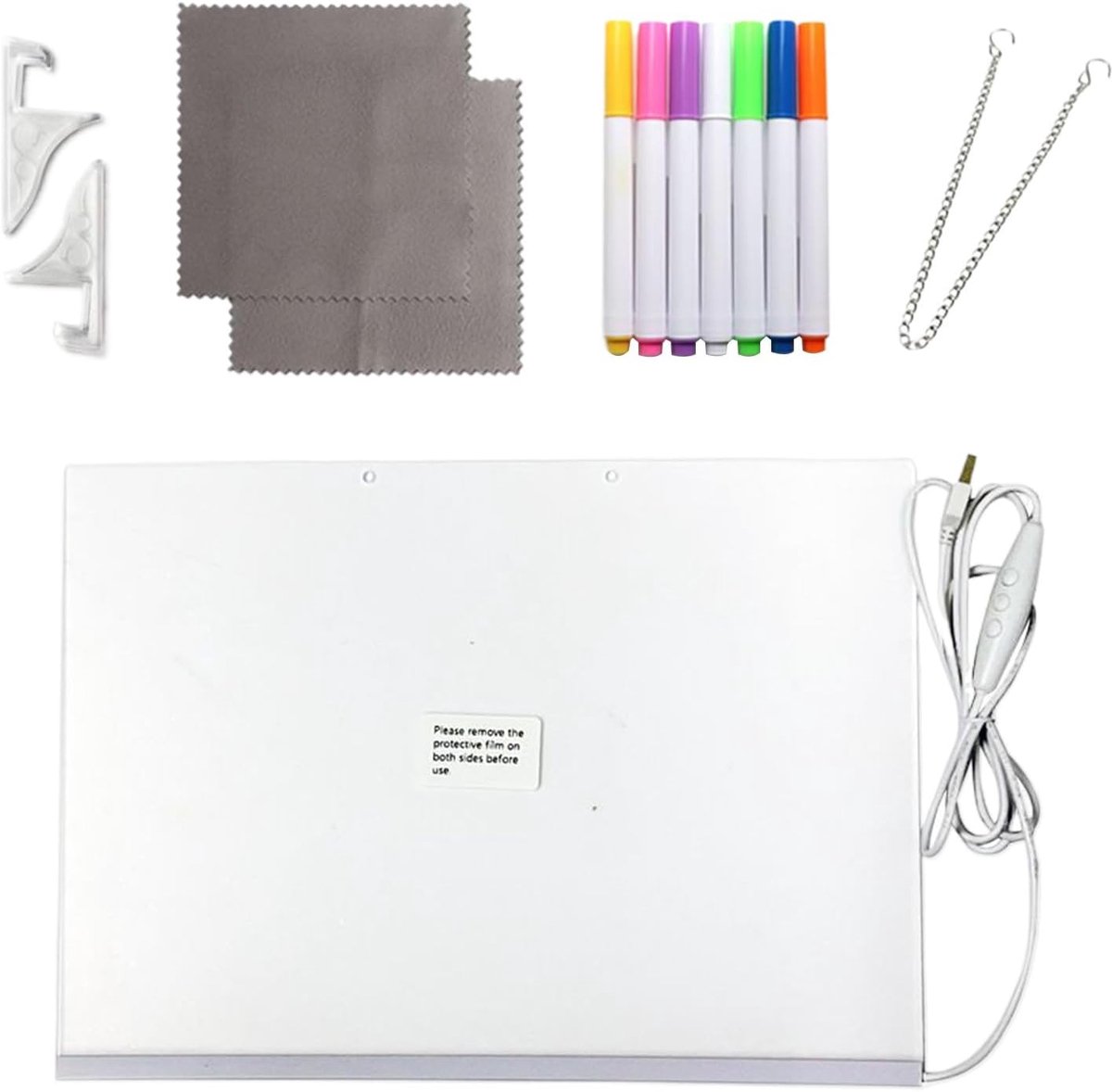 LED Tekentablet - Krabbel Tablet - Creatief Schrijven - 7 Kleuren Pennen - Klein formaat