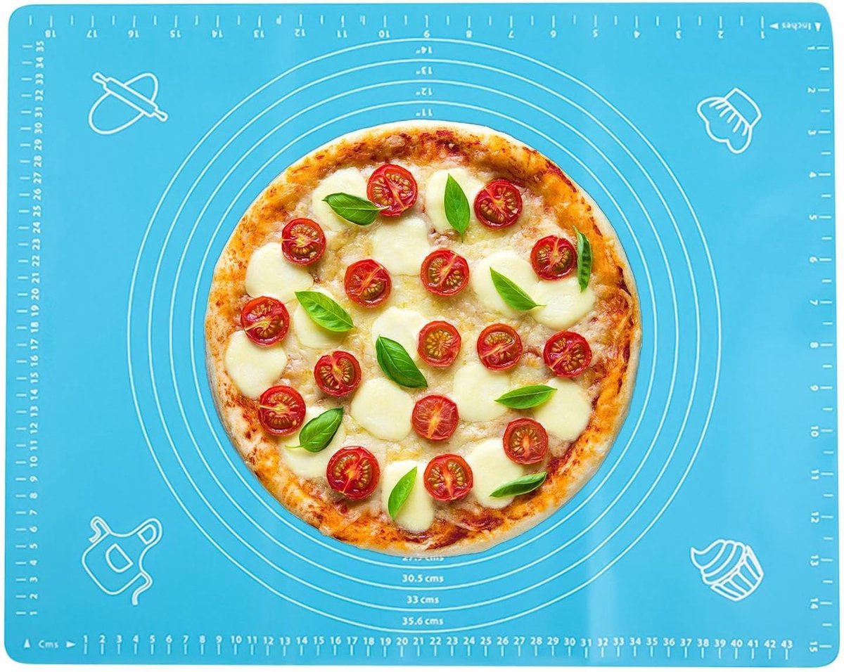 Siliconen bakmat - Deegroller mat - Bakken en koken - Met schaalverdeling - 50x40 cm - blauw