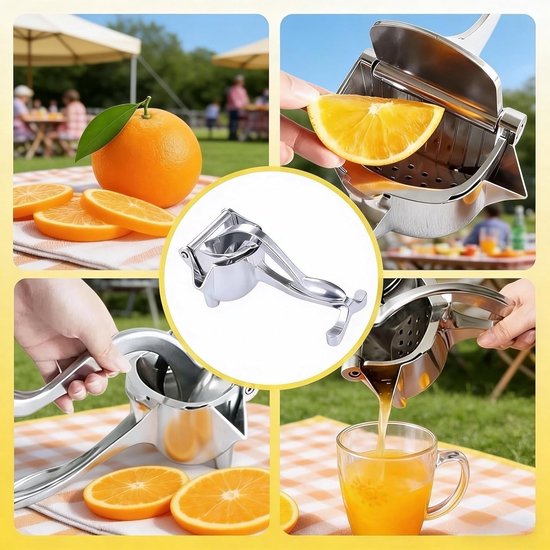 Handmatige Sapcentrifuge - Keukenpers Fruit - Vers Sap Maken - Roestvrij Staal - 217 x 128 cm - Zilver — afbeelding 5
