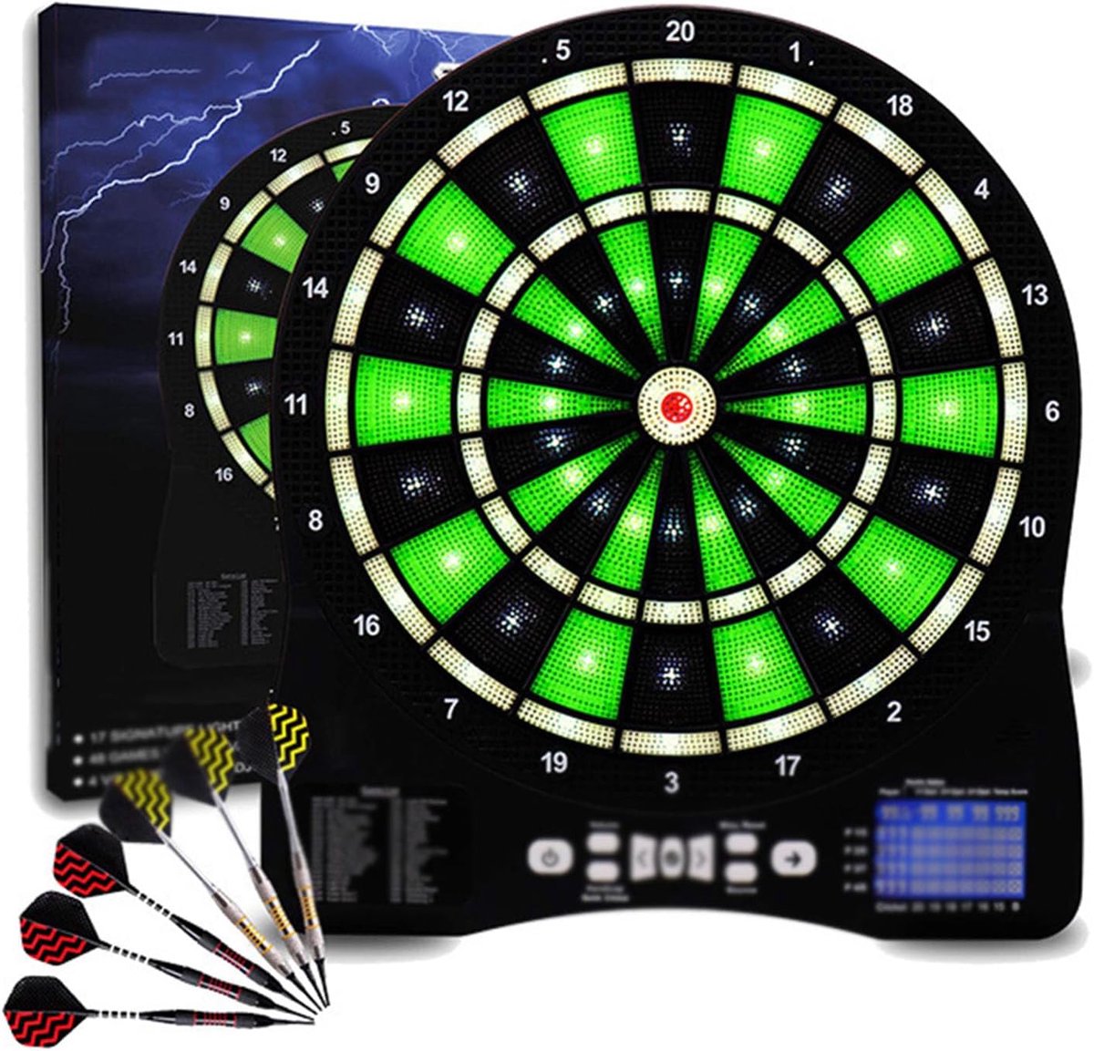 Elektronisch Dartbord - Automatische Score - Snel Darten - Verlicht LED Display - 44x40 CM - Groen