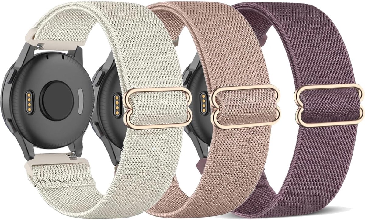 Elastische Bandjes - Nylon Bandjes - Smartwatch Vervanging - Set van Drie - 20mm Breed