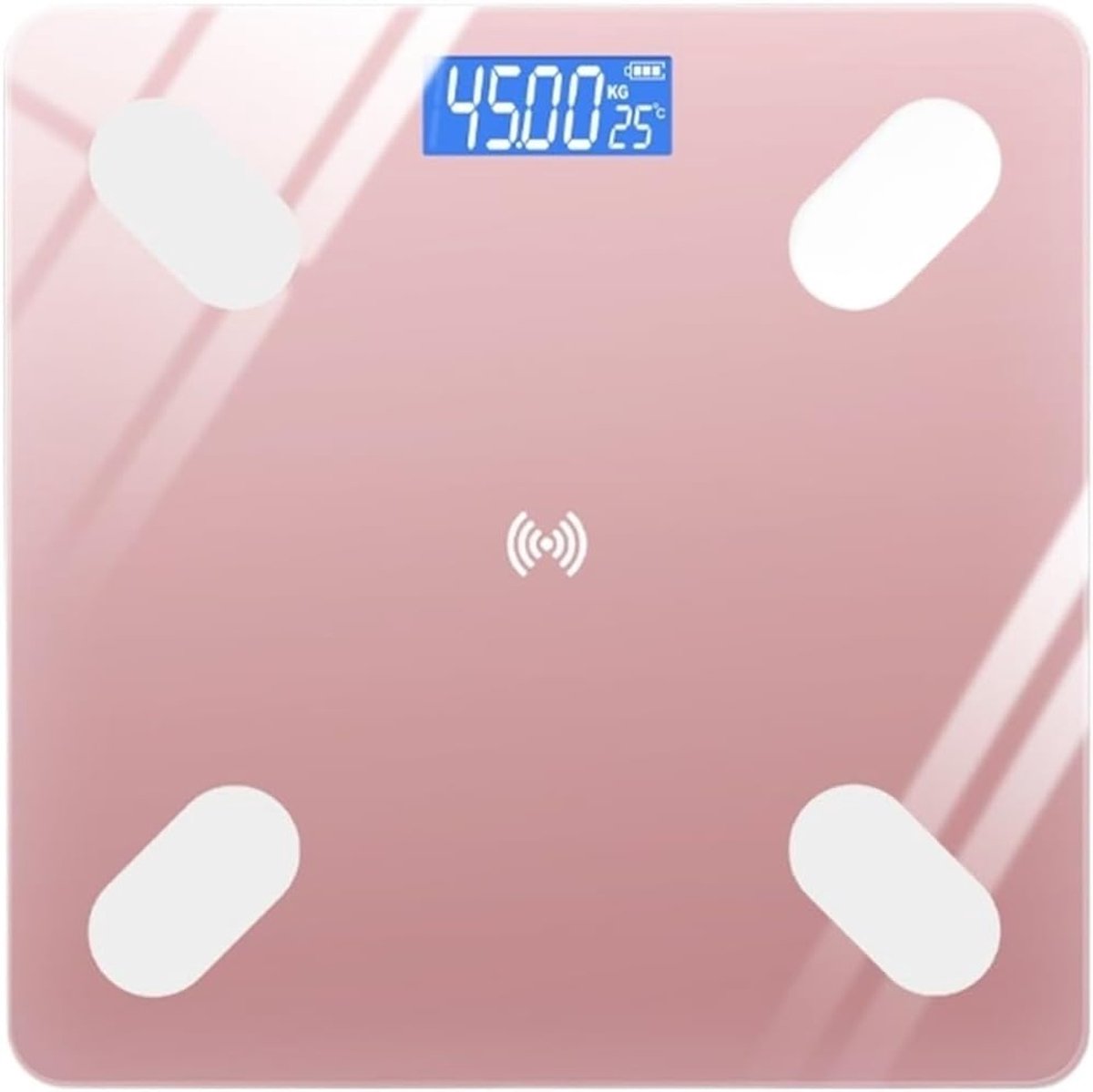 Digitale Personenweegschaal - Lichaamsvetweegschaal Badkamer - Gezondheid Monitoren - Modern Esthetisch Design - 26x26cm - Roze
