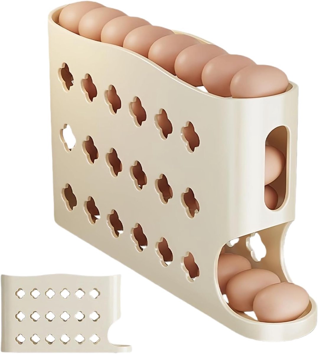 Ei Opbergdoos - Koelkast Organizer - Keuken Laden Ordenen - Automatische Rol Functie - 5 x 18 x 5 cm