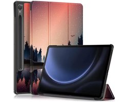 Tablet Hoes Geschikt voor Samsung Galaxy Tab S10 Lite / S10 FE / S9 FE / S9 | Book Case met Standaard | Kunstlederen Beschermhoes | Tri-fold | Nightfall Print