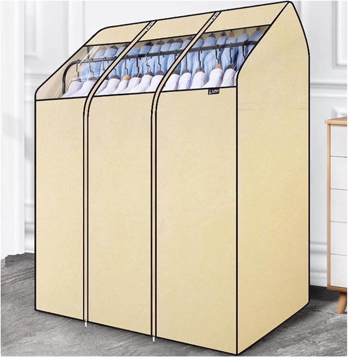 Kledinghoezen - Beschermzakken - Kleding Opbergen - Dubbellaags Ontwerp - 150cm Hoog - Beige