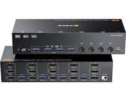 KVM Switch - Multi Monitor Switch - Meerdere PC's Besturen - 4 PC's 3 Schermen - 4K 60Hz