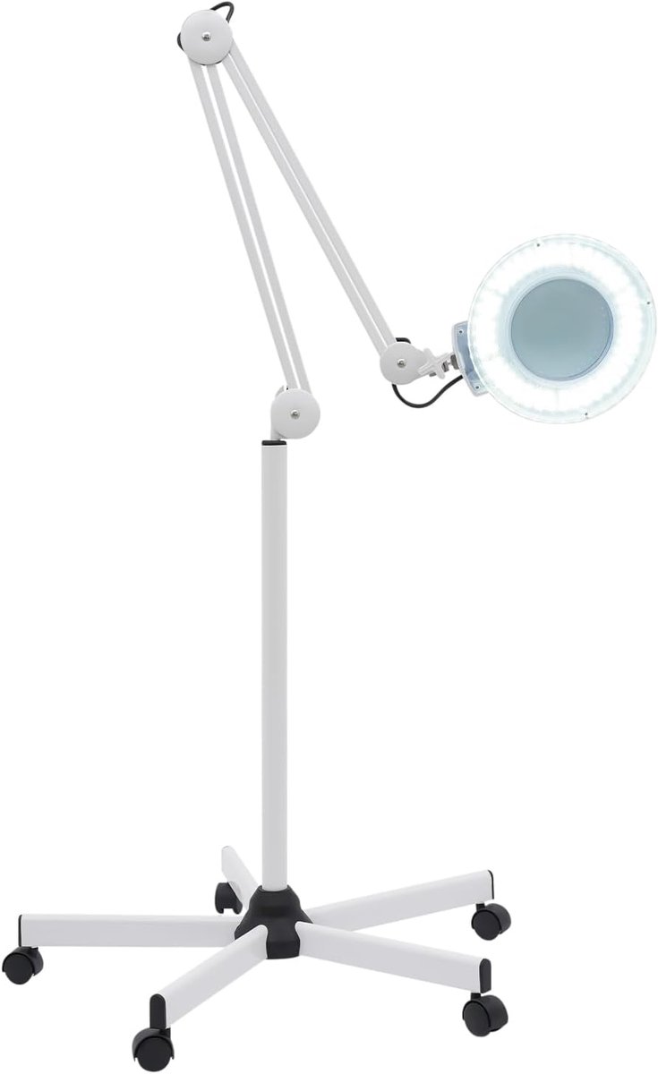 Vergrootlamp met Standaard - Werkplek Verlichting - Precisie Werk - 5x Vergroting CRI>90 - In Hoogte Verstelbaar - Wit