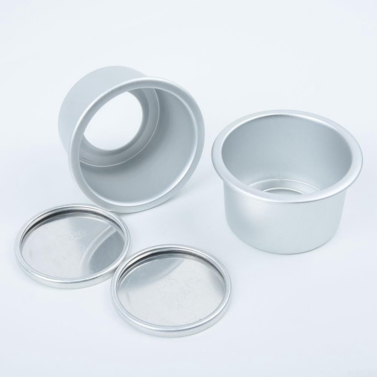 Bakset 5 stuks - Mini bakvormen - Desserts maken - Verwijderbare bodem - 2.5 inch - Zilver