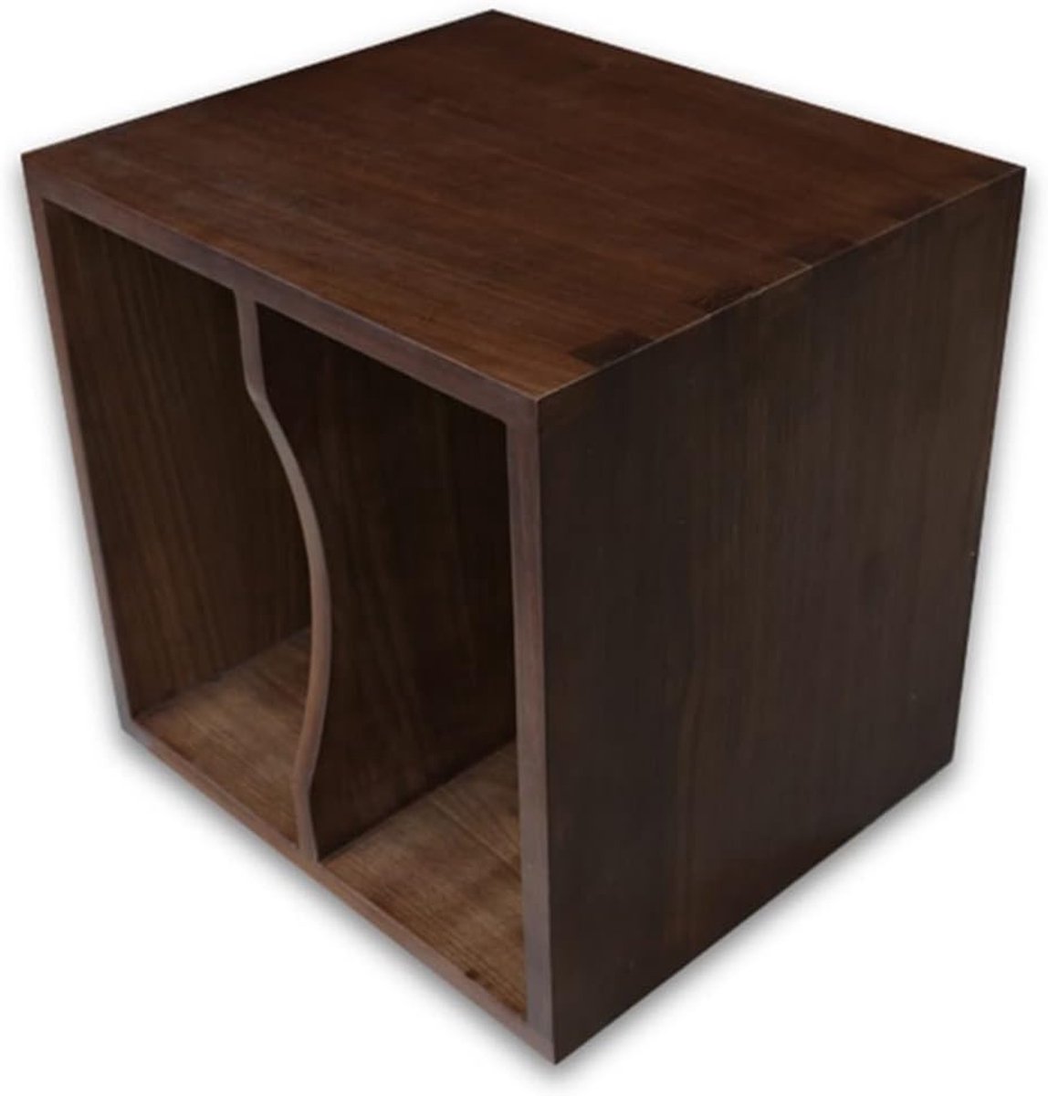 Platen Opbergkast - Vinyl Houder - Muziek Collectie - Nostalgische Stijl - 40x35x39cm - Notenhout