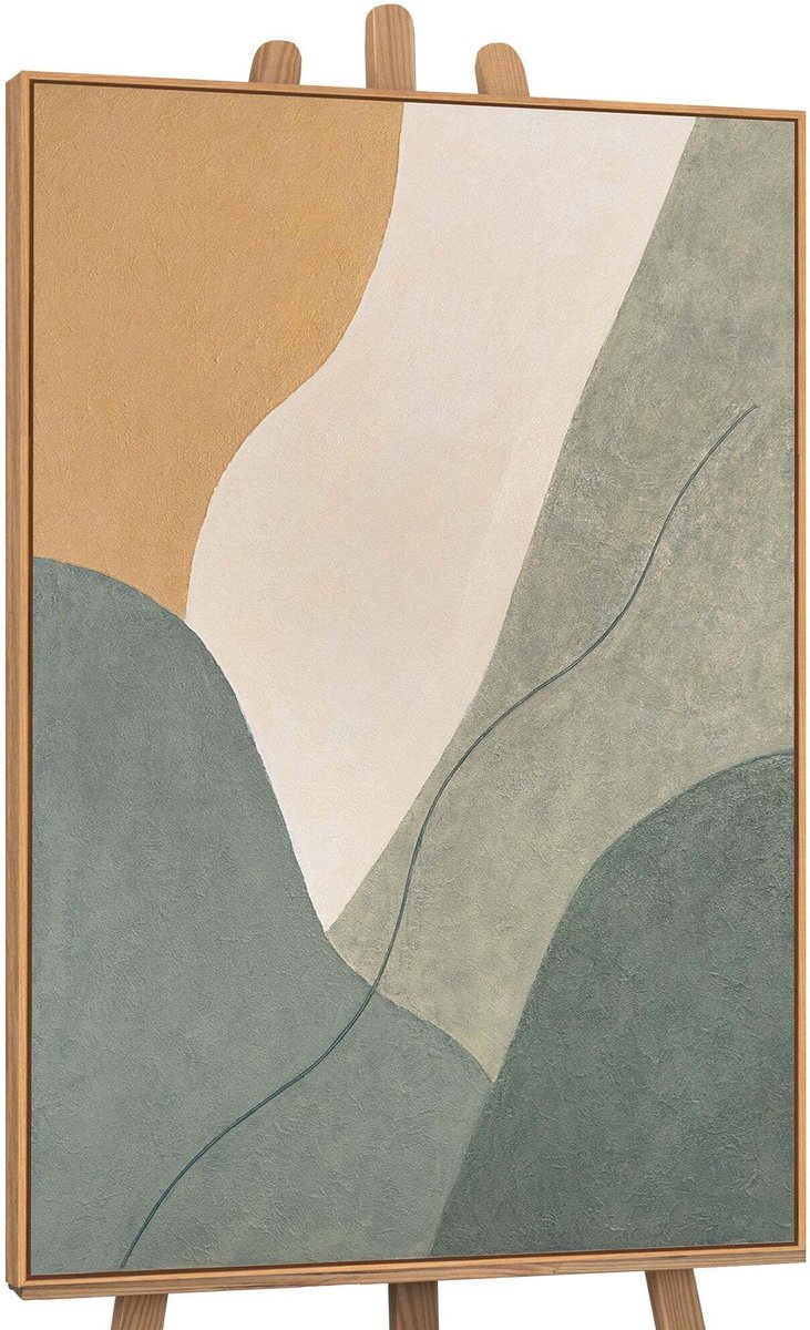YS Canvas schilderij 140x100 cm handgeschilderd eeuwige lijn – YS-Art Gallery – Lijst: Hout – Luxe wanddecoratie Wood