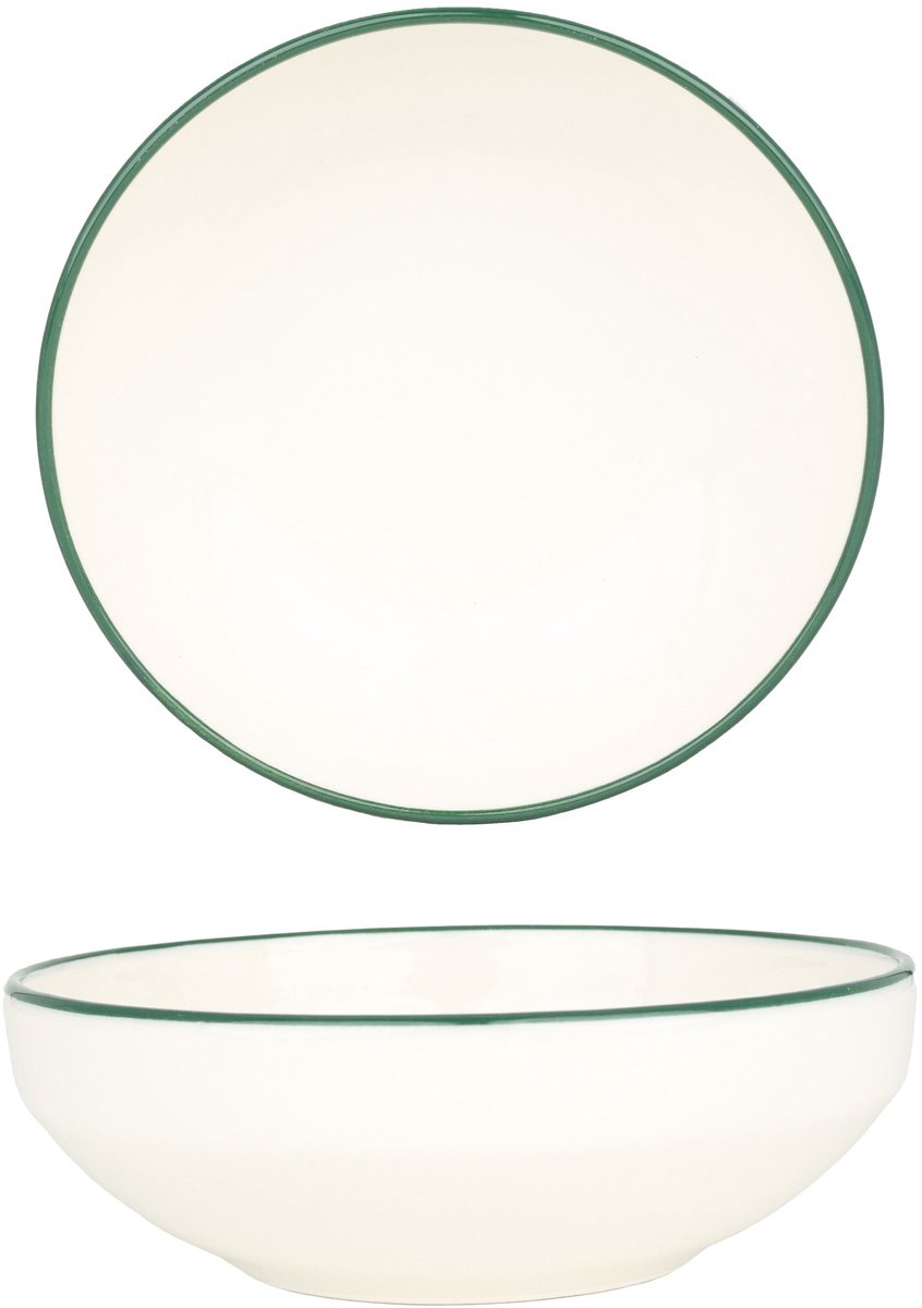 Rinart Kommetje - Green Edge - Porselein - 13 cm (320cc) - set van 6