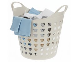 Excellent Houseware Flexibele wasmand - beige - 26 liter - kunststof - 40 x 41 cm