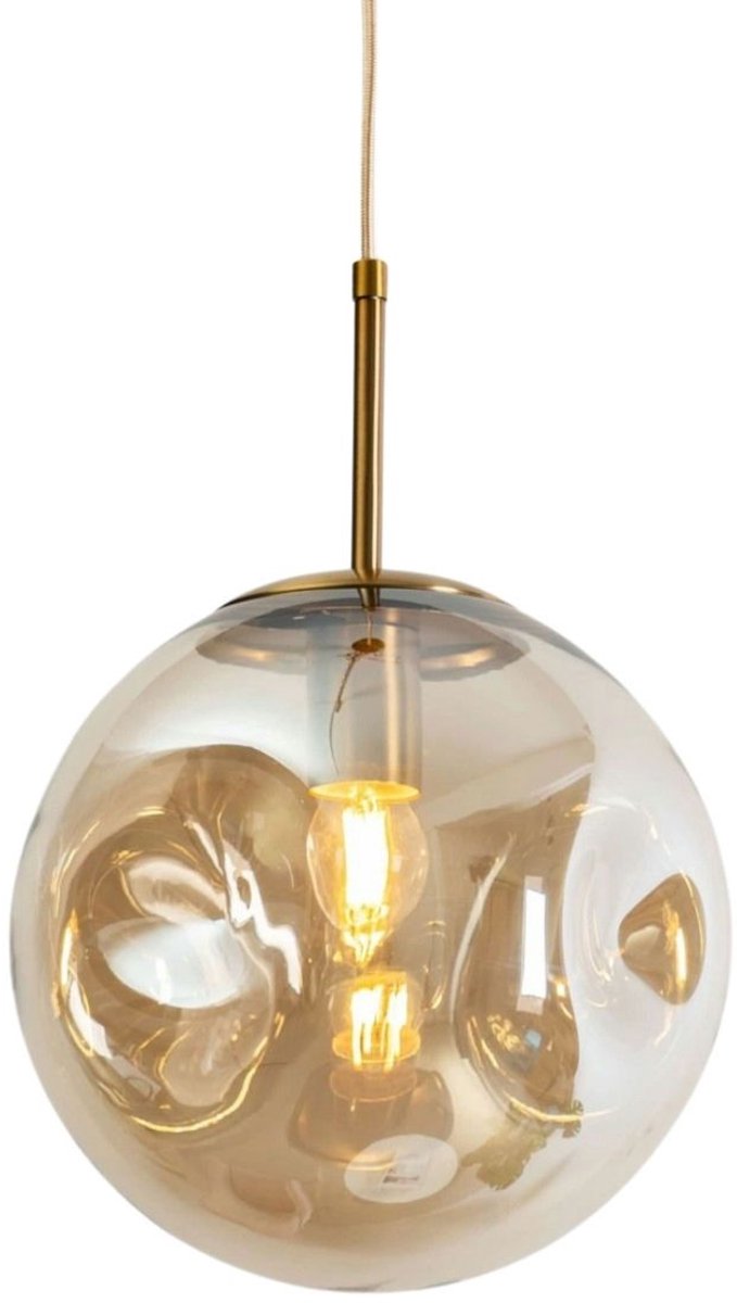 Kosilum - Nourot - Hanglamp - Amber - Metaal en glas