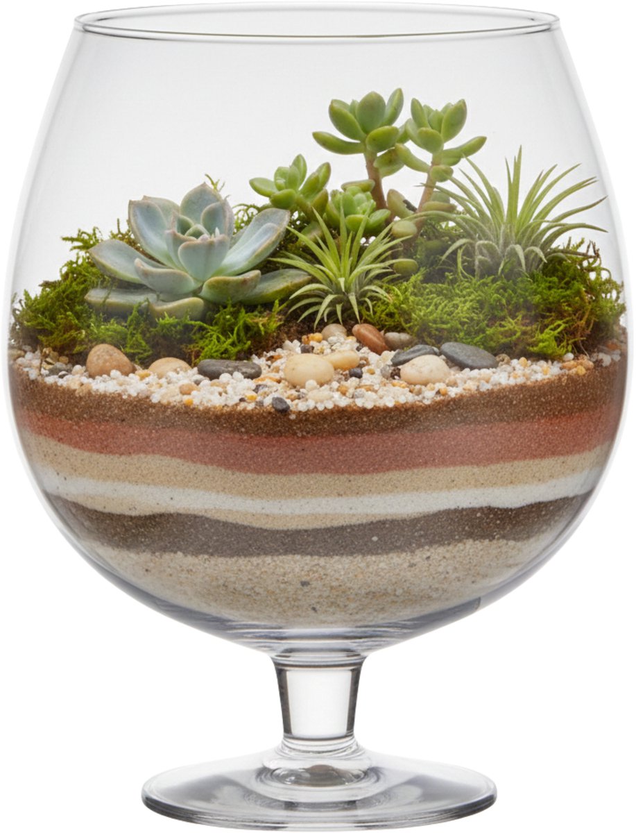 Hakbijl Glass luxe stijlvolle Brandy vaas van glas - 10 Liter - D30 x H38 cm - Bloemen/Terrarium