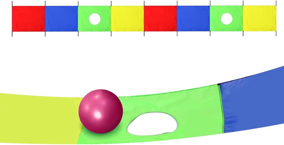 Spel Parachute - Gymnastiek Speelgoed - Coöperatief Spelen - Duurzame Versterkte Handgrepen - 540 x 90 cm - Regenboog