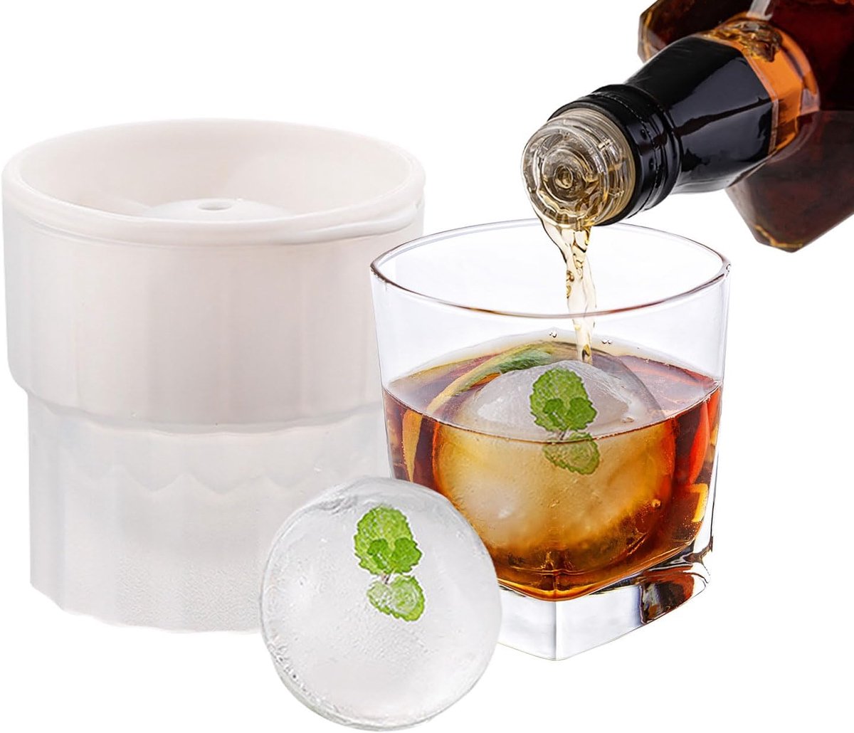 Ronde IJsvorm - IJskogel Maker - Drankjes Koelen - Set van 2 - 6.99 cm - Wit