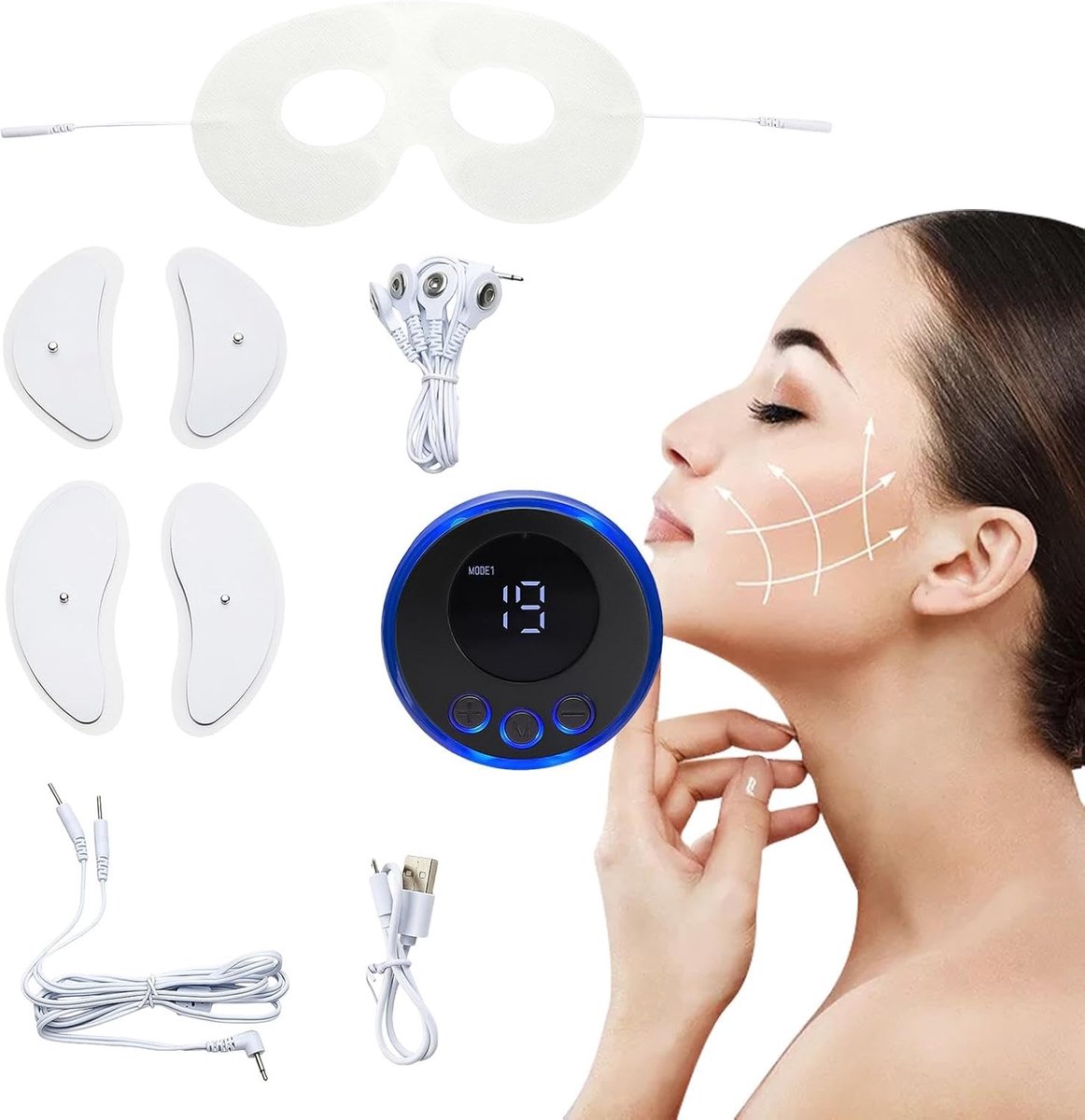 Gezichtsmassager - Huidversteviger Beauty Instrument - Gezichtsverjonging Thuis - 8 Massagemodi Microstroom - 217 x 116 cm