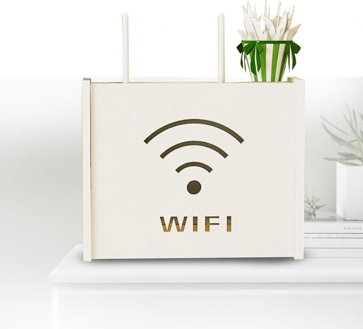 Router Opbergdoos - Wandmontage Kastje - Draadloze Organisatie - Warmteafvoer Ontwerp - 24x8.5x20cm - Wit