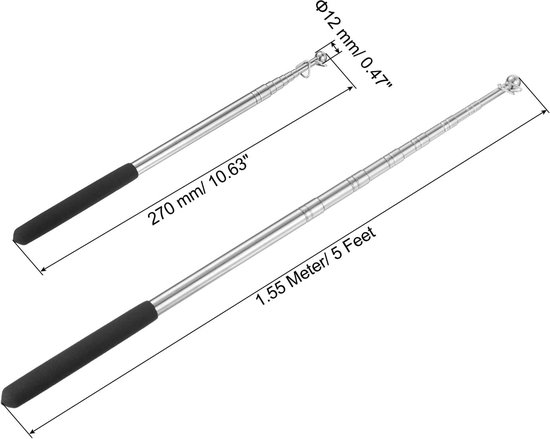 Telescopische Vlaggenmast - Uitschuifbare Stok - Buitenactiviteiten Gids - Roestvrij Staal - 1.55 Meter - Zwart van Merkloos	 — afbeelding 5