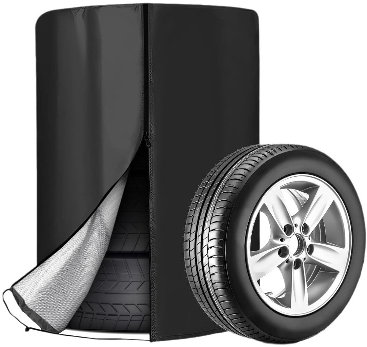 Bandenhoes - 1 stuk - Voor 4 banden - Bandenopslag - 420D - 73*110cm - Autobandentas - Hoes voor autobanden – Waterdicht - Zonwerend - Stofdicht - Autobandenhoes - Winterbandenhoes - Zwart