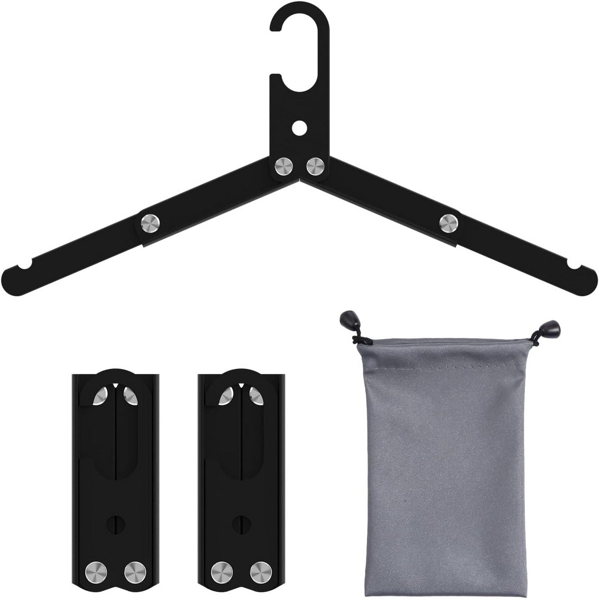 Reishangers Set - Opvouwbare Hangers - Compact Reizen - Lichtgewicht Aluminium - 3 Stuks - Zwart
