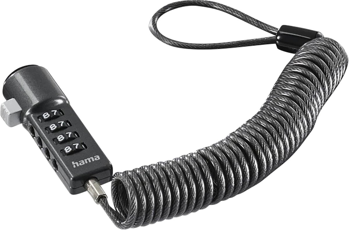 Hama Laptopslot "Portable", cijferslot 4-cijferig, koolstofstaal, antraciet